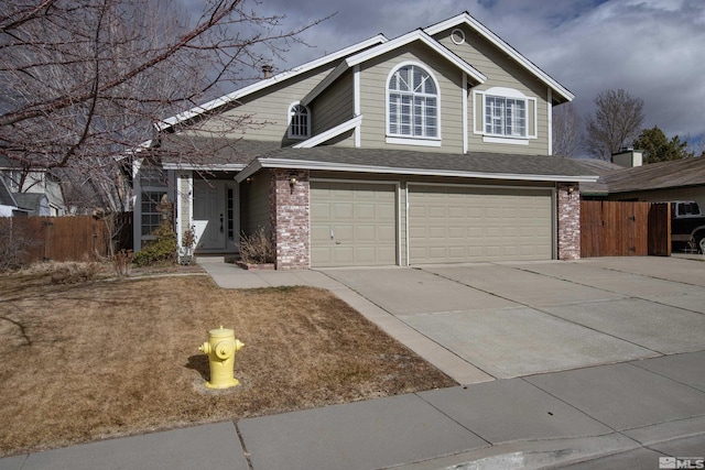 view of front of house with a garage