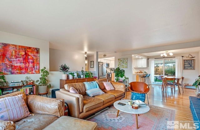 living room with light hardwood / wood-style floors