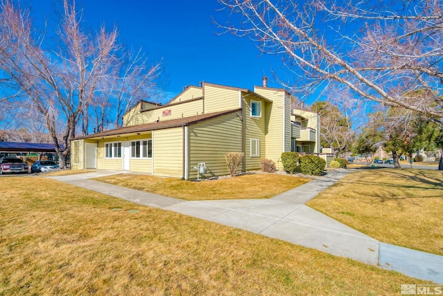 view of property exterior featuring a yard