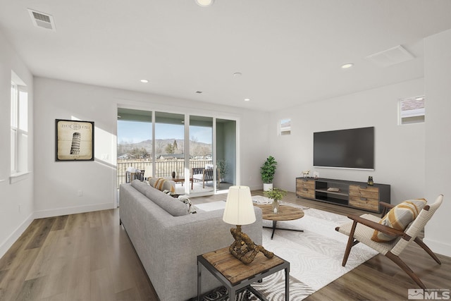 living room featuring light wood-type flooring