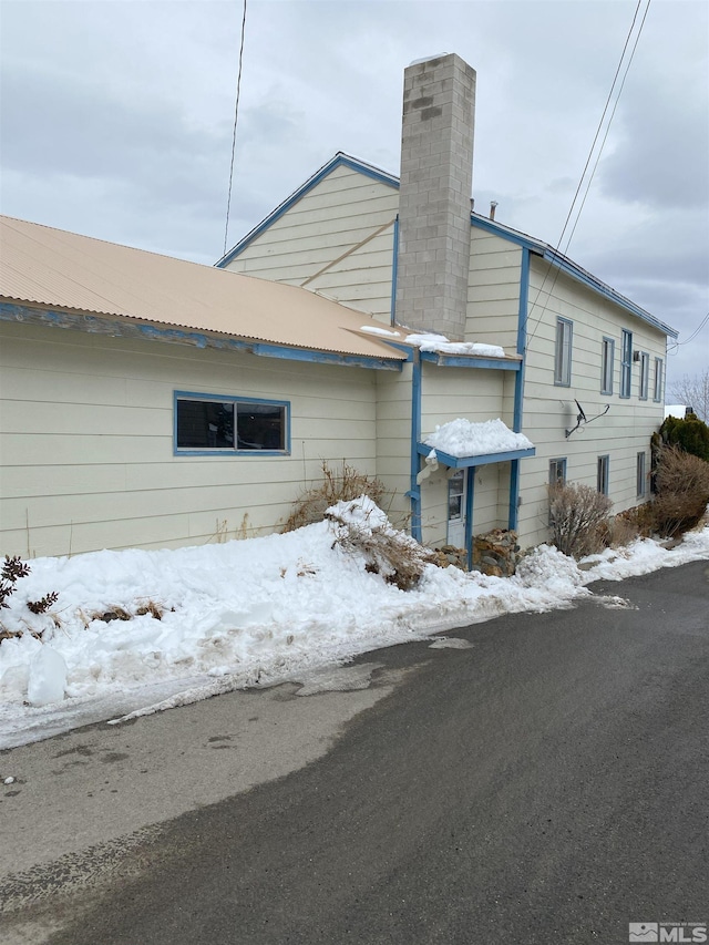 view of snow covered exterior