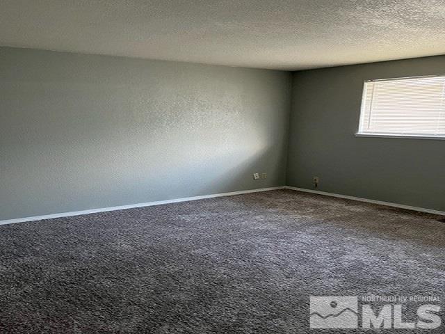 empty room with a textured ceiling and carpet