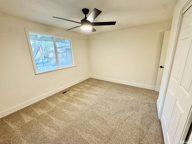 unfurnished bedroom with a closet, ceiling fan, and carpet