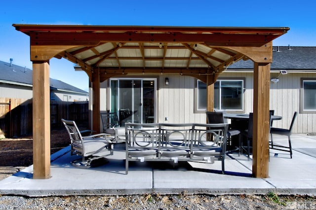 view of patio featuring a gazebo