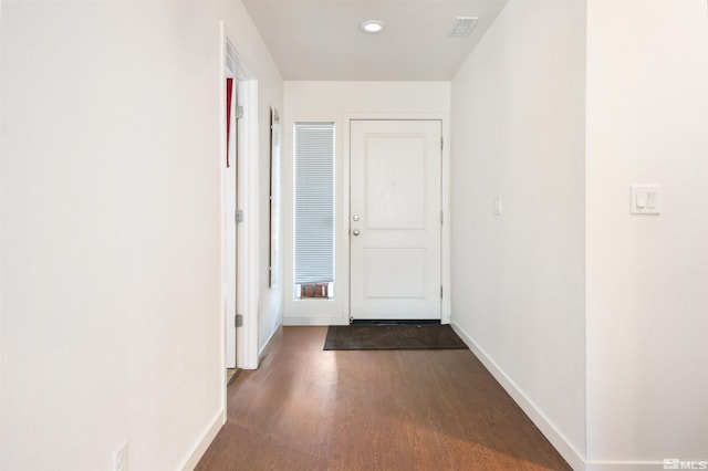 hall featuring dark hardwood / wood-style floors