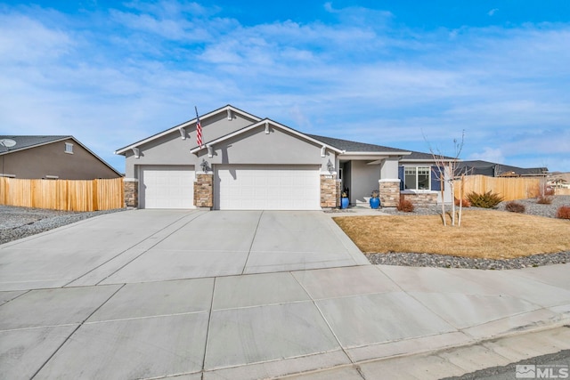 ranch-style home with a garage