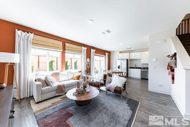 living room featuring hardwood / wood-style flooring