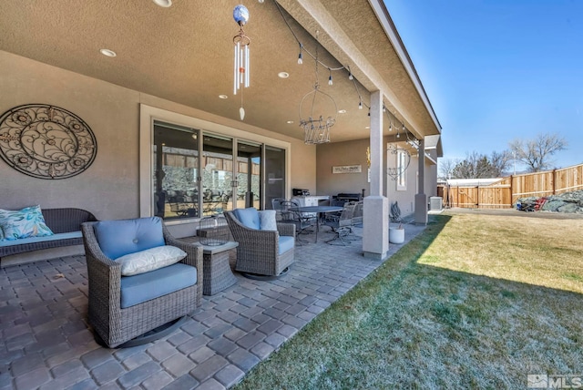 view of patio with an outdoor hangout area