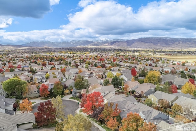 aerial view with a residential view and a mountain view