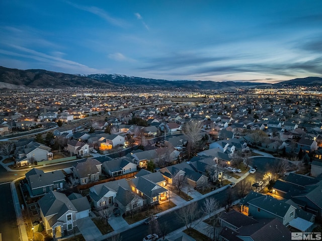 aerial view with a residential view and a mountain view