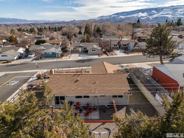 birds eye view of property featuring a residential view and a mountain view