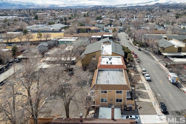 bird's eye view featuring a residential view and a mountain view