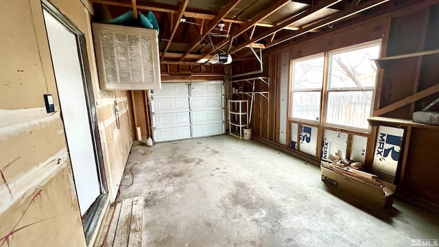 garage with a garage door opener