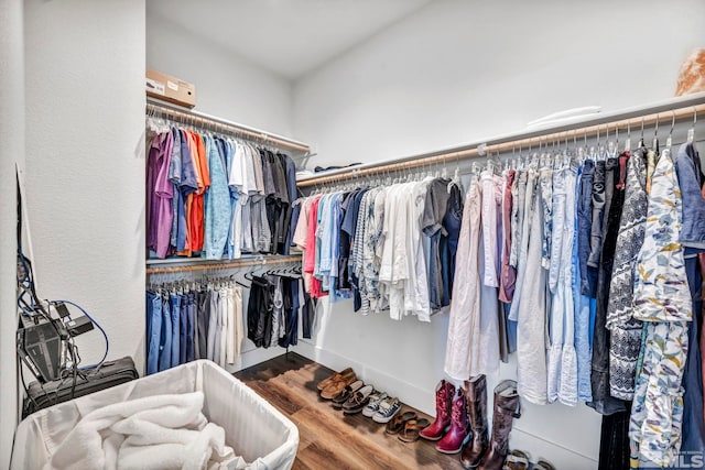 spacious closet with wood finished floors