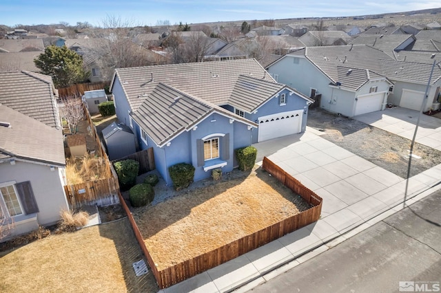 bird's eye view with a residential view