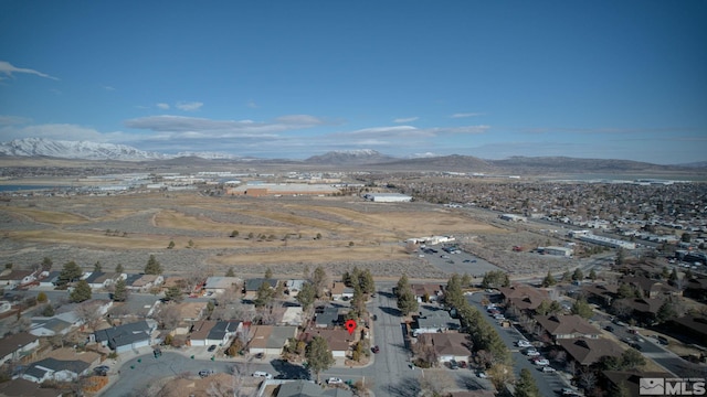 aerial view featuring a residential view and a mountain view