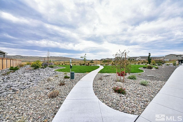 view of property's community featuring a yard and a fenced backyard