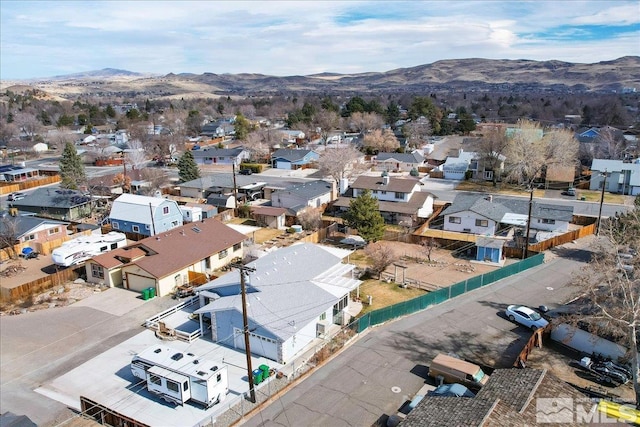 aerial view with a residential view and a mountain view