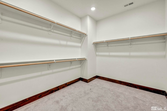 spacious closet with carpet and visible vents