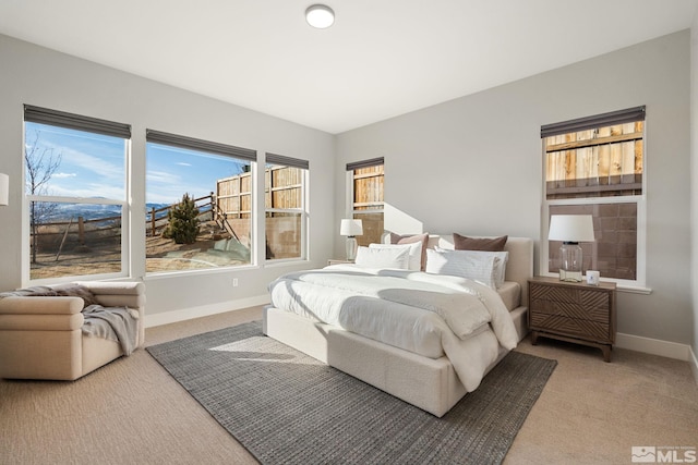 bedroom with carpet floors and baseboards