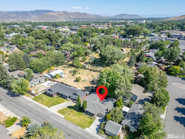 birds eye view of property featuring a residential view and a mountain view