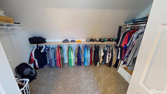 walk in closet with lofted ceiling