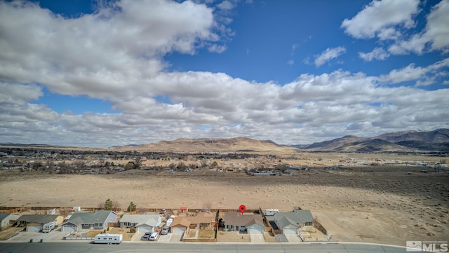 property view of mountains with a residential view