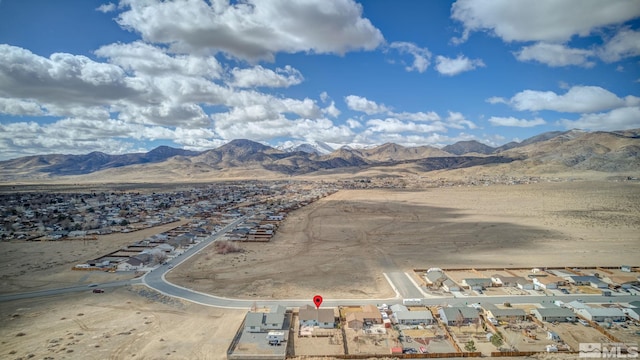 drone / aerial view with a mountain view