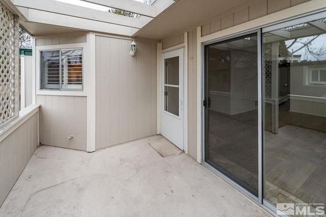 balcony with a patio area