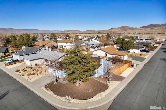 aerial view featuring a residential view and a mountain view