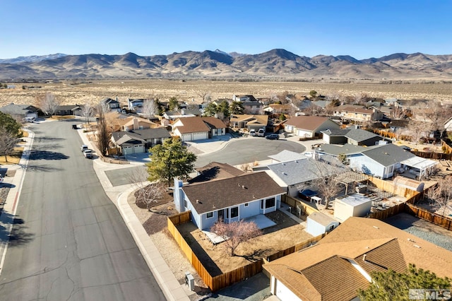 bird's eye view with a residential view and a mountain view