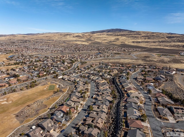 aerial view with a residential view and a mountain view