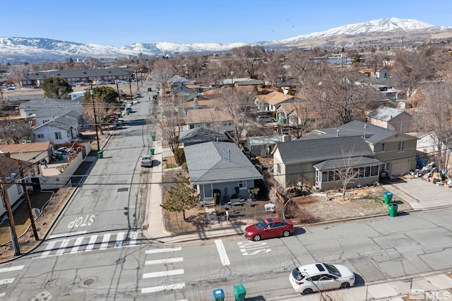 birds eye view of property featuring a residential view and a mountain view