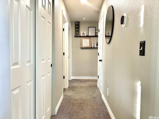 hall featuring baseboards and carpet