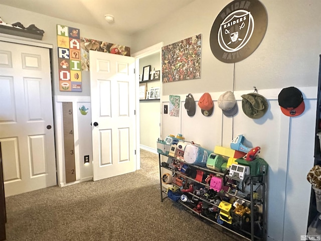 playroom featuring carpet flooring