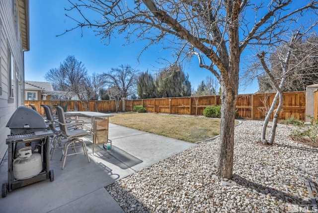 view of patio / terrace with a fenced backyard and outdoor dining space