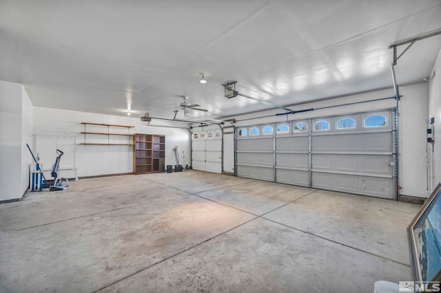 garage with a garage door opener