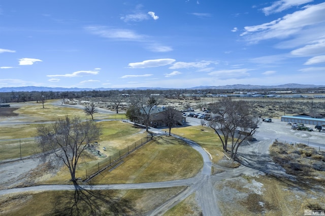 bird's eye view featuring a mountain view and a rural view