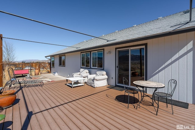 deck with a mountain view