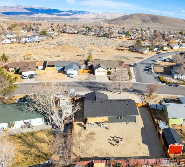 aerial view with a residential view and a mountain view