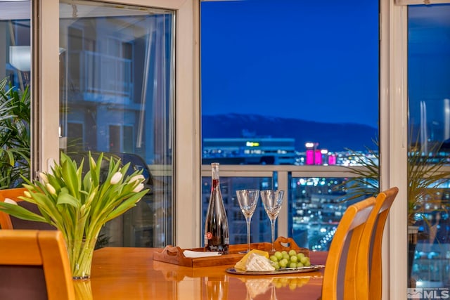 view of balcony at night