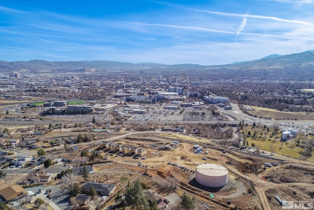 aerial view with a mountain view