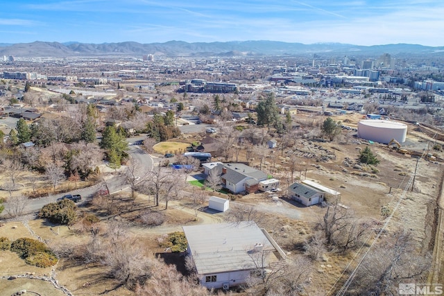 drone / aerial view with a mountain view