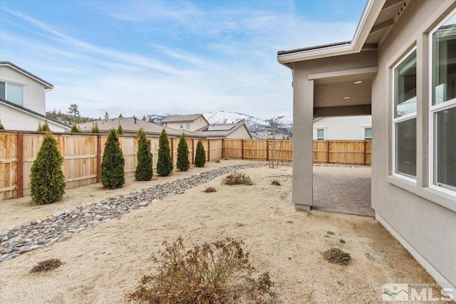 view of yard featuring a fenced backyard and a patio