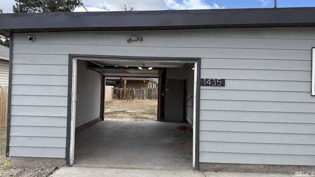 property entrance with a garage