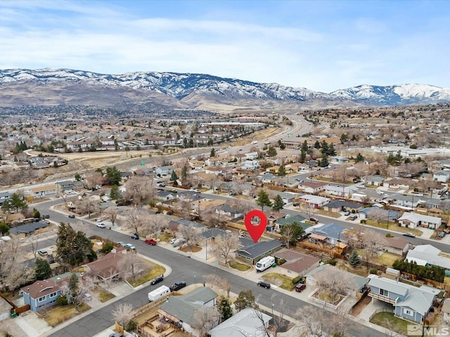 bird's eye view with a mountain view and a residential view