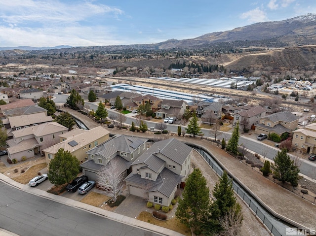 bird's eye view with a mountain view and a residential view