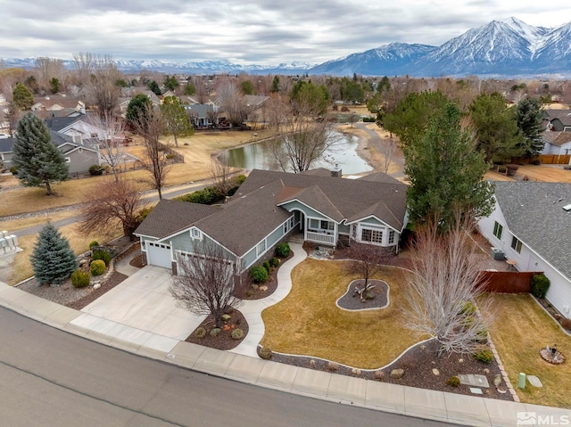 aerial view with a mountain view