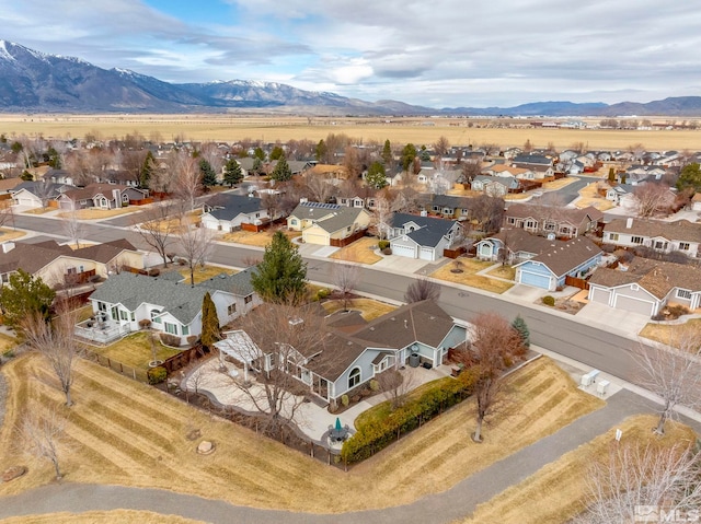 aerial view with a residential view and a mountain view