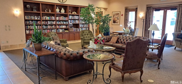 view of tiled living room